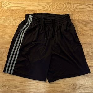✅ ADIDAS Three Stripe Athletic Workout Gym Shorts Climalite Sz Medium Black Gray